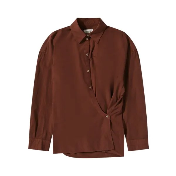 Рубашка Lemaire Straight Collar Twisted Shirt, коричневый