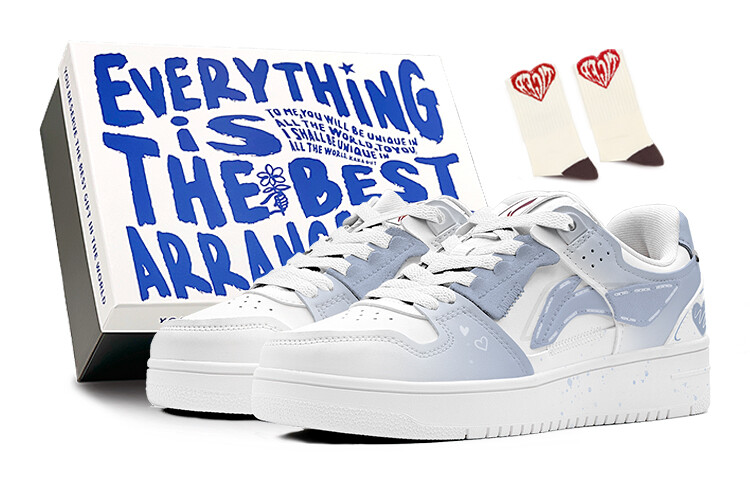 Кроссовки LINING Skateboarding Shoes Women's Low-top White, белый/синий