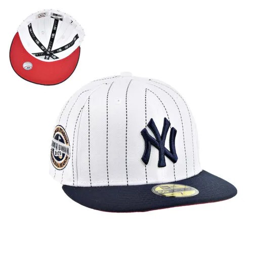 Мужская приталенная шляпа New Era New York Yankees в полоску 59Fifty бело-сине-красная