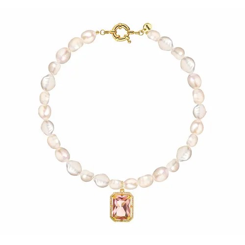 Колье PETITE PERLE, кристалл, длина 37 см, белый