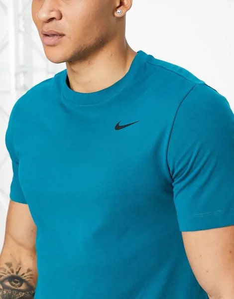 Бирюзовая футболка Nike Training Dri-FIT-Голубой