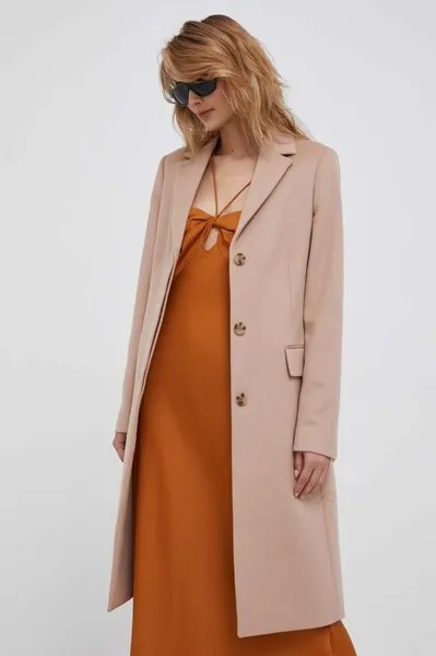 Шерстяное пальто Calvin Klein, розовый