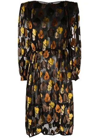 Valentino Pre-Owned платье 1980-х годов с длинными рукавами и цветочным принтом