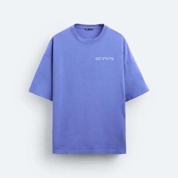Футболка Zara Faded With Slogan, сиреневый