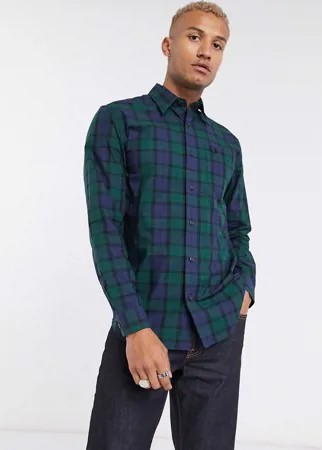 Зелено-синяя рубашка в клетку на пуговицах Fred Perry-Зеленый
