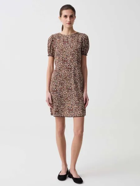 Короткое платье с пышными рукавами Ovs, цвет black/brown