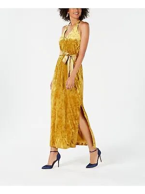 AVEC LES FILLES Женское золотое вечернее платье макси без рукавов с бретелькой на шее 4
