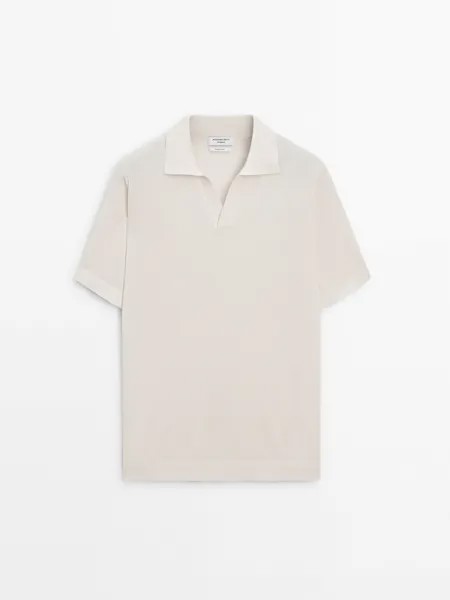 Рубашка-поло с коротким рукавом Massimo Dutti, бежевый