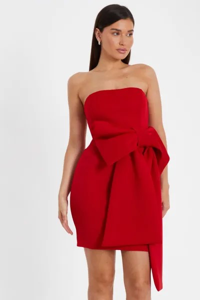Платье-футляр без бретелек с красным бантом QUIZ Clothing