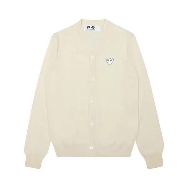 Comme des Garçons PLAY Тканый кардиган с V-образным вырезом, цвет Off-White