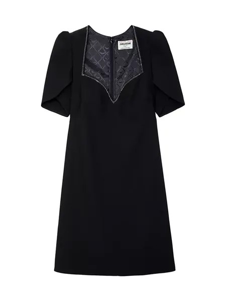 Мини-платье с короткими рукавами и кристаллами Zadig & Voltaire, цвет noir