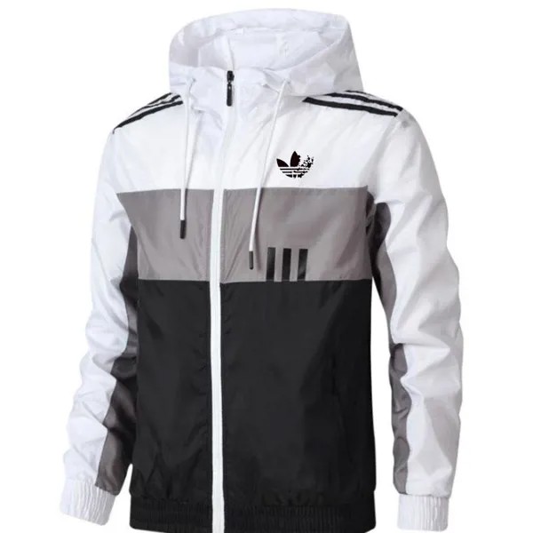 Осень Зима Мужская цветная блочная куртка Regular Long Sleeve Fashion Casual Sports Running Hooded Stand Collar Jacket