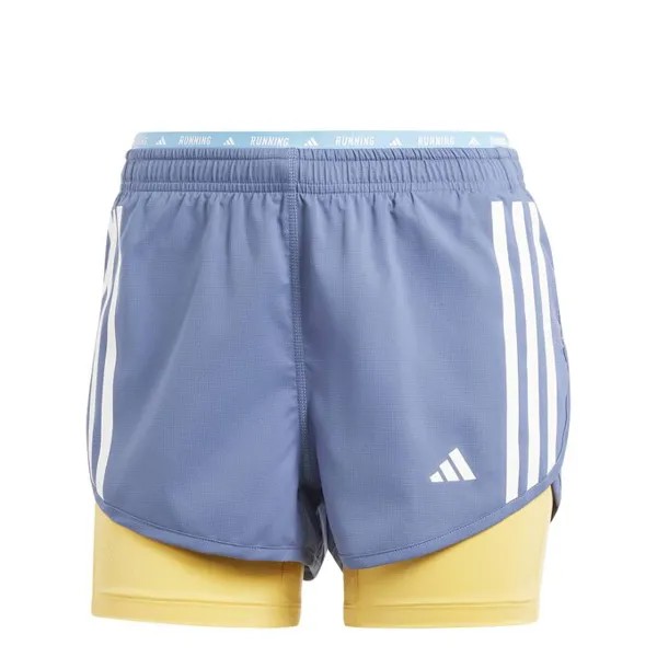 Шорты для бега 3 полоски 2 в 1 Adidas Performance, синий