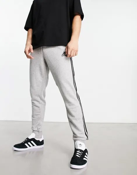 Мужские джоггеры Adidas Sportswear Essential 3 stripe, серый/черный