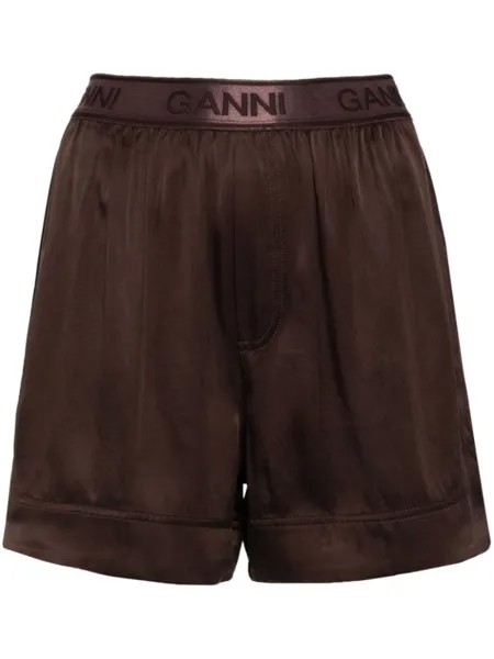 GANNI шорты с эластичным поясом, коричневый
