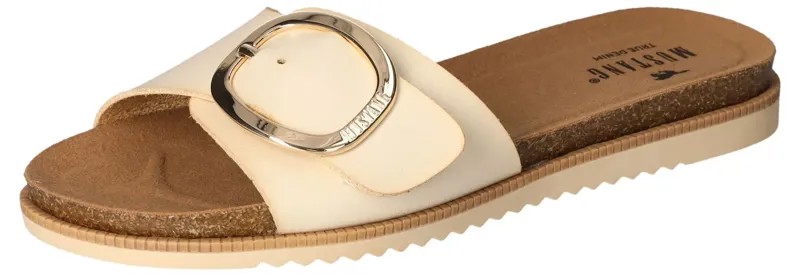 Мюли Mustang Shoes, летние туфли, тапочки, шлепанцы для бассейна с эффектной застежкой, кремовый