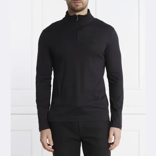 Водолазка стандартного кроя из гладкого хлопка с застежкой-молнией LS Calvin Klein, черный