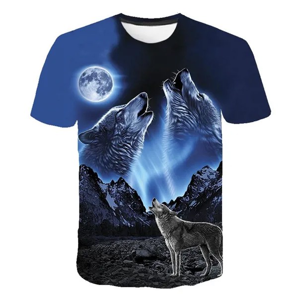 Новейший Волк 3D-печать Животное Прохладная Забавная футболка с коротким рукавом Летняя футболка Детская мода Chilrden Топы