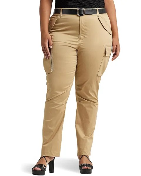 Брюки LAUREN Ralph Lauren Plus-Size Cotton Sateen Cargo, цвет Birch Tan