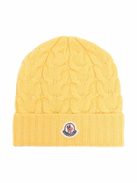 Moncler Enfant шапка бини с нашивкой-логотипом