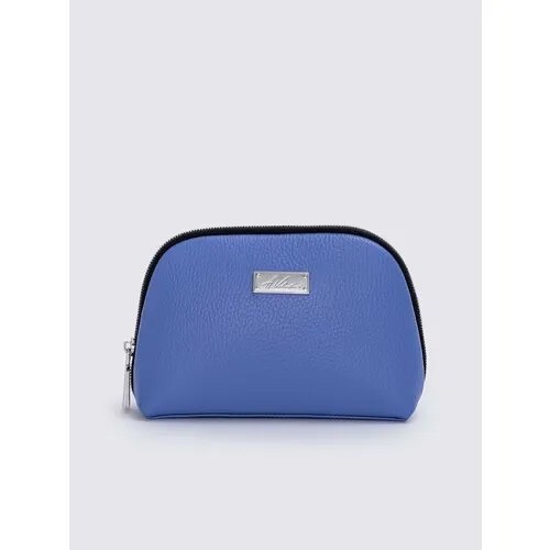 Косметичка A.Valentino на молнии, натуральная кожа, 6.5х14х21 см, подкладка, жесткое дно, синий, фиолетовый