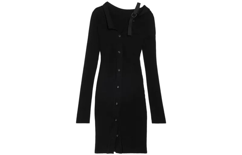 Jacquemus Женское платье с длинными рукавами, цвет Black
