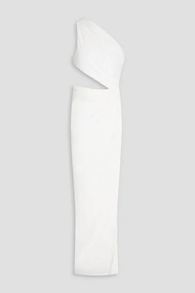 Платье макси из джерси с вырезом на одно плечо и драпировкой Ronny Kobo, белый