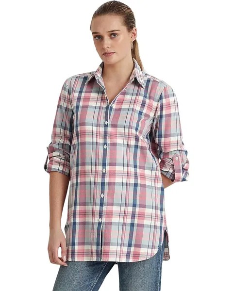 Рубашка LAUREN Ralph Lauren Plaid Cotton Twill, цвет Blue/Pink Multi