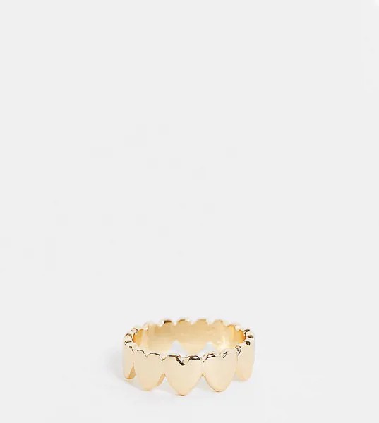 Золотистое кольцо с дизайном сердечек Pieces-Золотистый