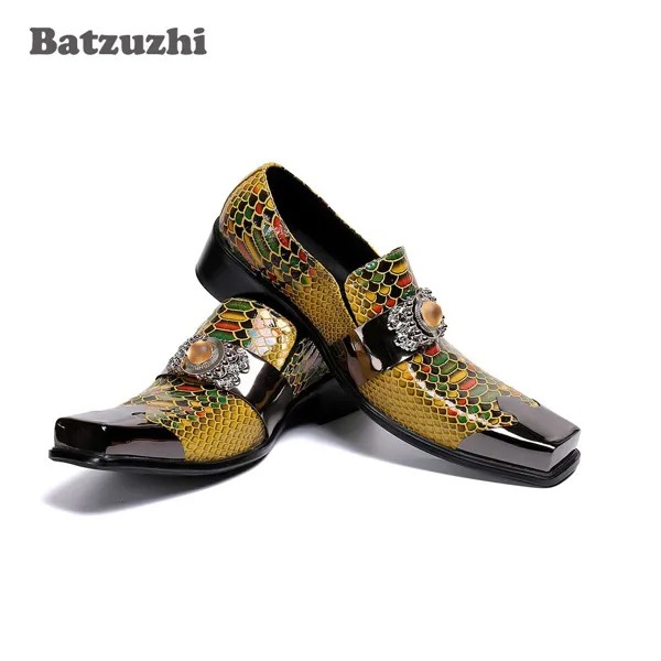 Роскошные мужские туфли Batzuzhi в итальянском стиле, высококачественные Кожаные классические туфли ручной работы для мужчин, золотые деловые кожаные туфли для мужчин