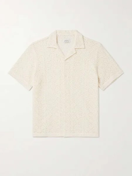 Вязаная крючком рубашка из смесового хлопка Canty Camp-Collar SATURDAYS NYC, белый