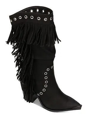 KENNETH COLE NEW YORK Женские черные кожаные сапоги с бахромой на каблуке West Side 8,5 м