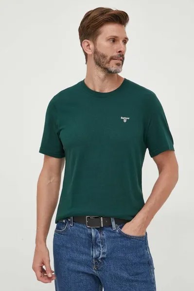 Хлопковая футболка Barbour, зеленый