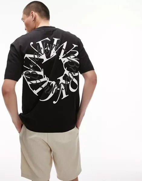 Черная оверсайз-футболка Topman с вышивкой NYC спереди и сзади
