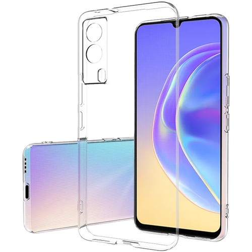 Прозрачный силиконовый чехол с защитой камеры для Vivo Y53S / Тонкий противоударный легкий чехол накладка на телефон Виво У53С