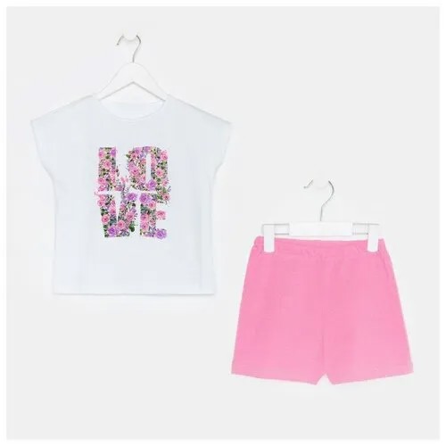 Пижама , размер 104, розовый, белый