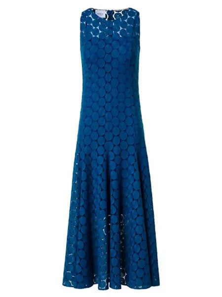 Кружевное платье миди в горошек из гипюра Akris Punto, цвет medium blue denim