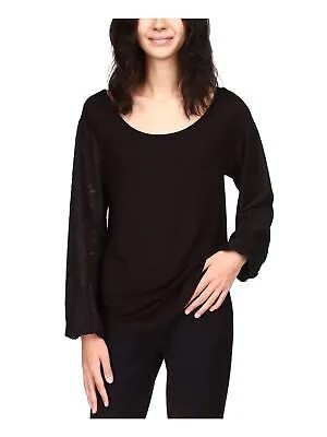 MICHAEL MICHAEL KORS Женский черный эластичный блузон с круглым вырезом и рукавами XXS