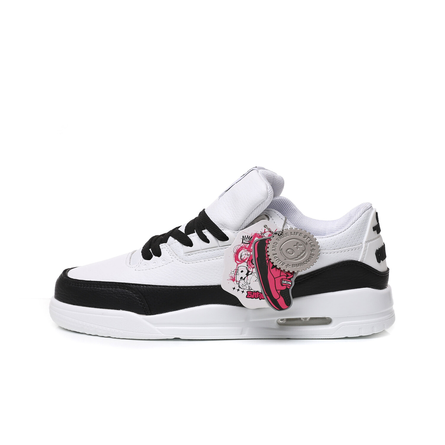 Кроссовки BURCOME Skateboarding Shoes Unisex Low-top Black, черный/белый