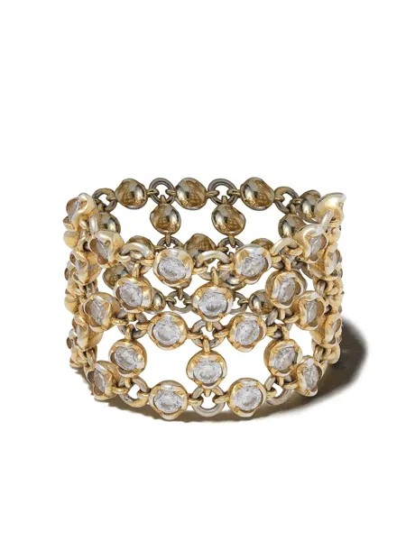 Annoushka кольцо Net Lattice из желтого золота с жемчугом и бриллиантами