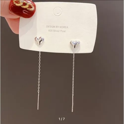Серьги с подвесками  длинные серьги сердечки, размер/диаметр 60 мм., серебряный