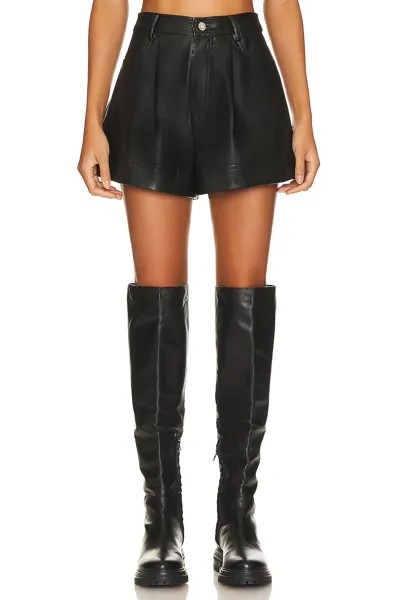 Шорты WeWoreWhat Faux Leather Cuffed Short, черный