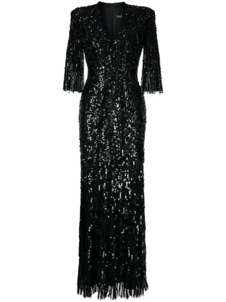 Платье Narelle с V-образным вырезом и пайетками Jenny Packham, черный