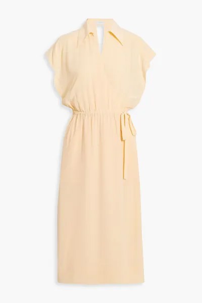 Платье миди Karina из стираного шелка с запахом и вырезом EQUIPMENT, персиковый