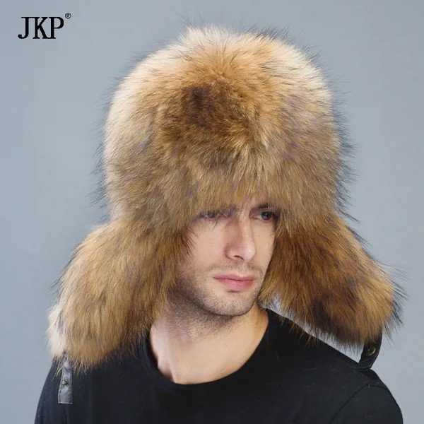 JKP зимняя мужская шапка из натурального меха лисы, русская Мода, серебряная шапка из меха лисы, защита ушей, теплая шапка-бомбер высокого кач...