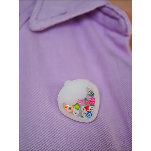 Брошь charms, эпоксидная смола, желтый, зеленый