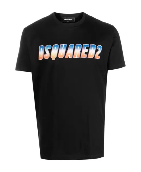 Футболка и поло с блестящим логотипом Dsquared2, черный