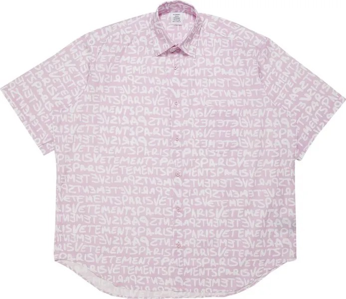 Рубашка Vetements Short-Sleeve Grafitti Print 'Pink/White', розовый