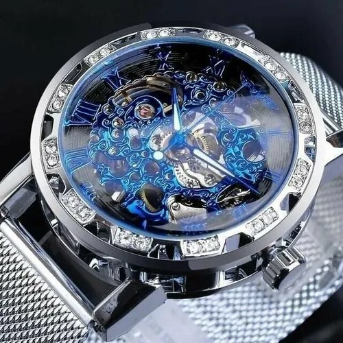 Наручные часы WINNER 8965-сг, голубой, серебряный