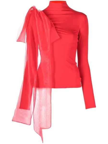Atu Body Couture топ с высоким воротником и бантом, красный